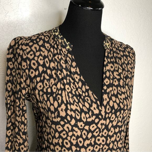 Anthropologie Maeve black brown tan mixed animal print dress size Small - Picture 2 of 14